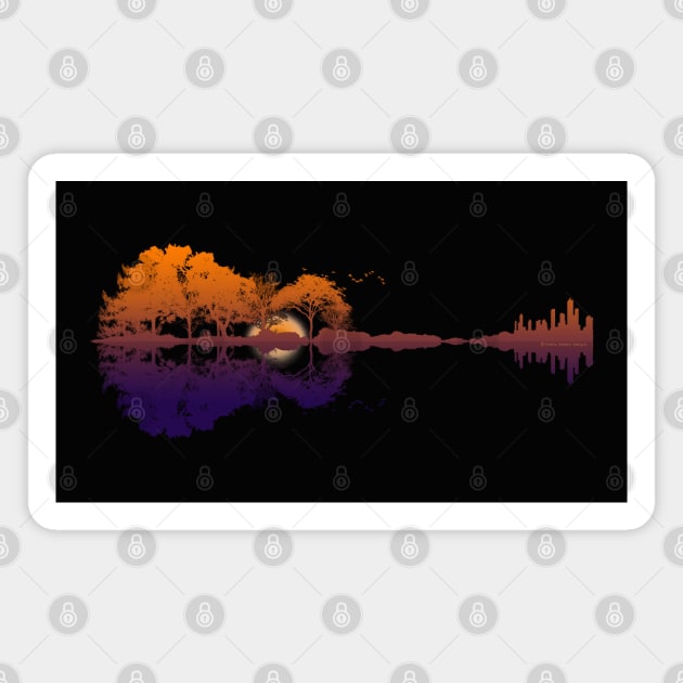 Guitar Lake Reflections Music and Guitar Lover Guitar Magnet by Dibble Dabble Designs